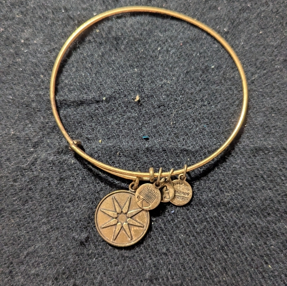 Alex and Ani Gold Tone Starburst Charm Expandable Bracelet